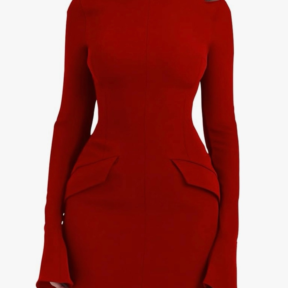 Amazon Red Peplum Cold Shoulder Bodycon Dress